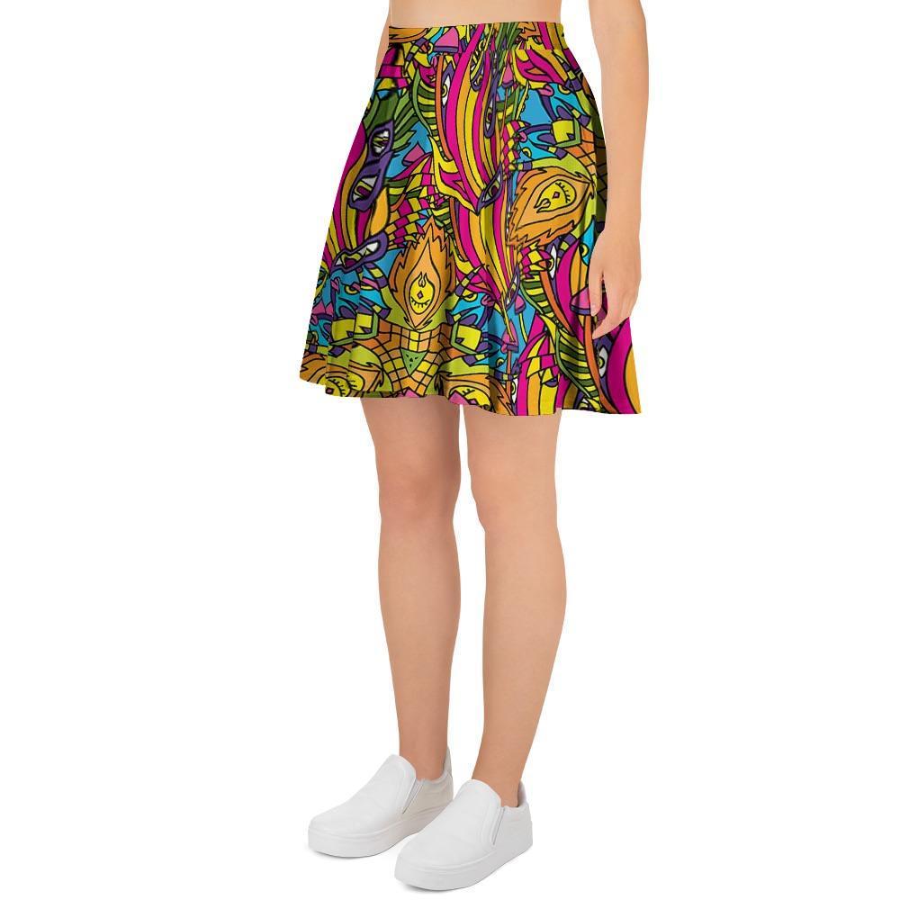 Trippy Hippie Flame Psychedelic Women's Skirt-grizzshop