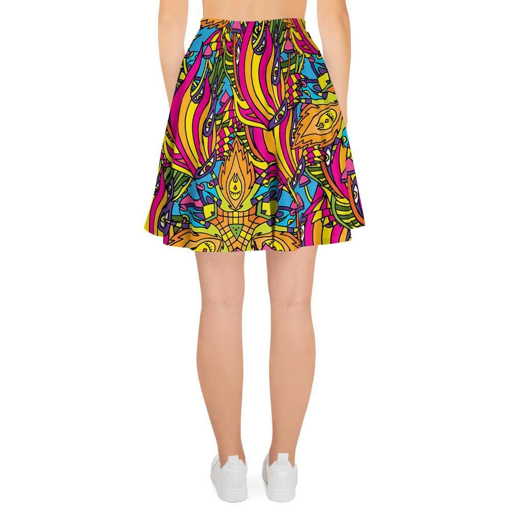 Trippy Hippie Flame Psychedelic Women's Skirt-grizzshop