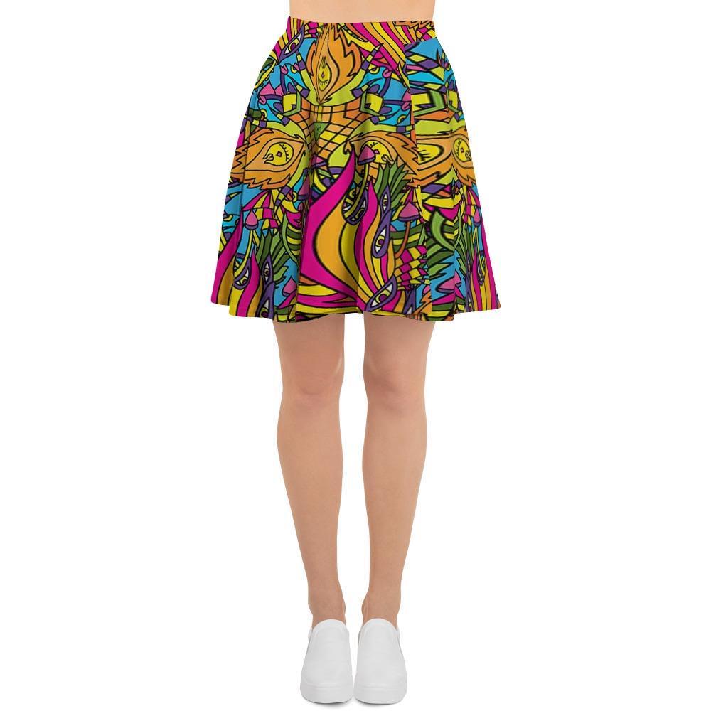 Trippy Hippie Flame Psychedelic Women's Skirt-grizzshop