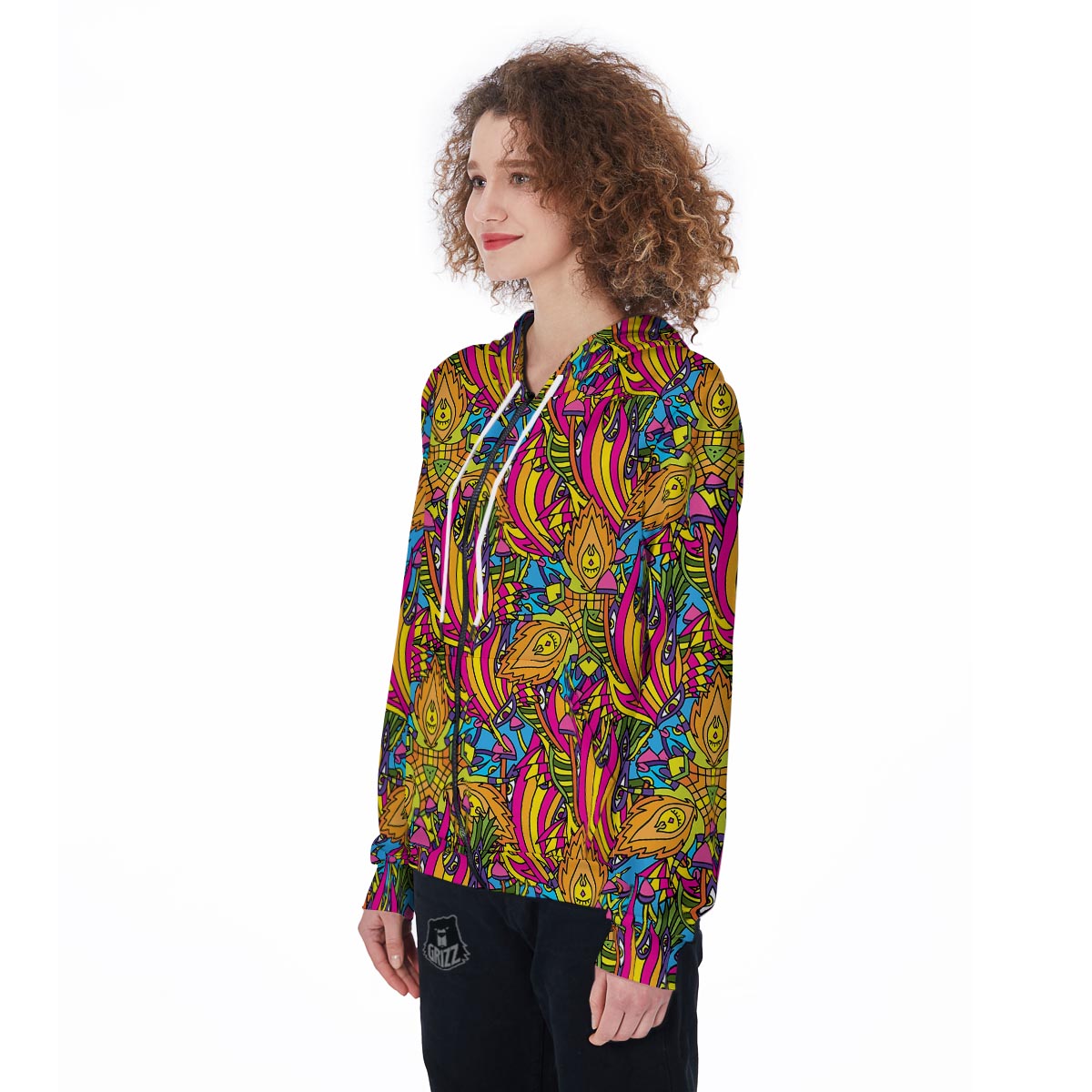Trippy Hippie Flame Psychedelic Women's Zip Up Hoodie-grizzshop