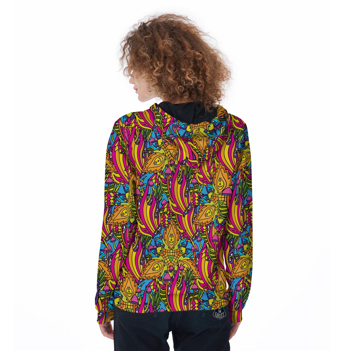 Trippy Hippie Flame Psychedelic Women's Zip Up Hoodie-grizzshop