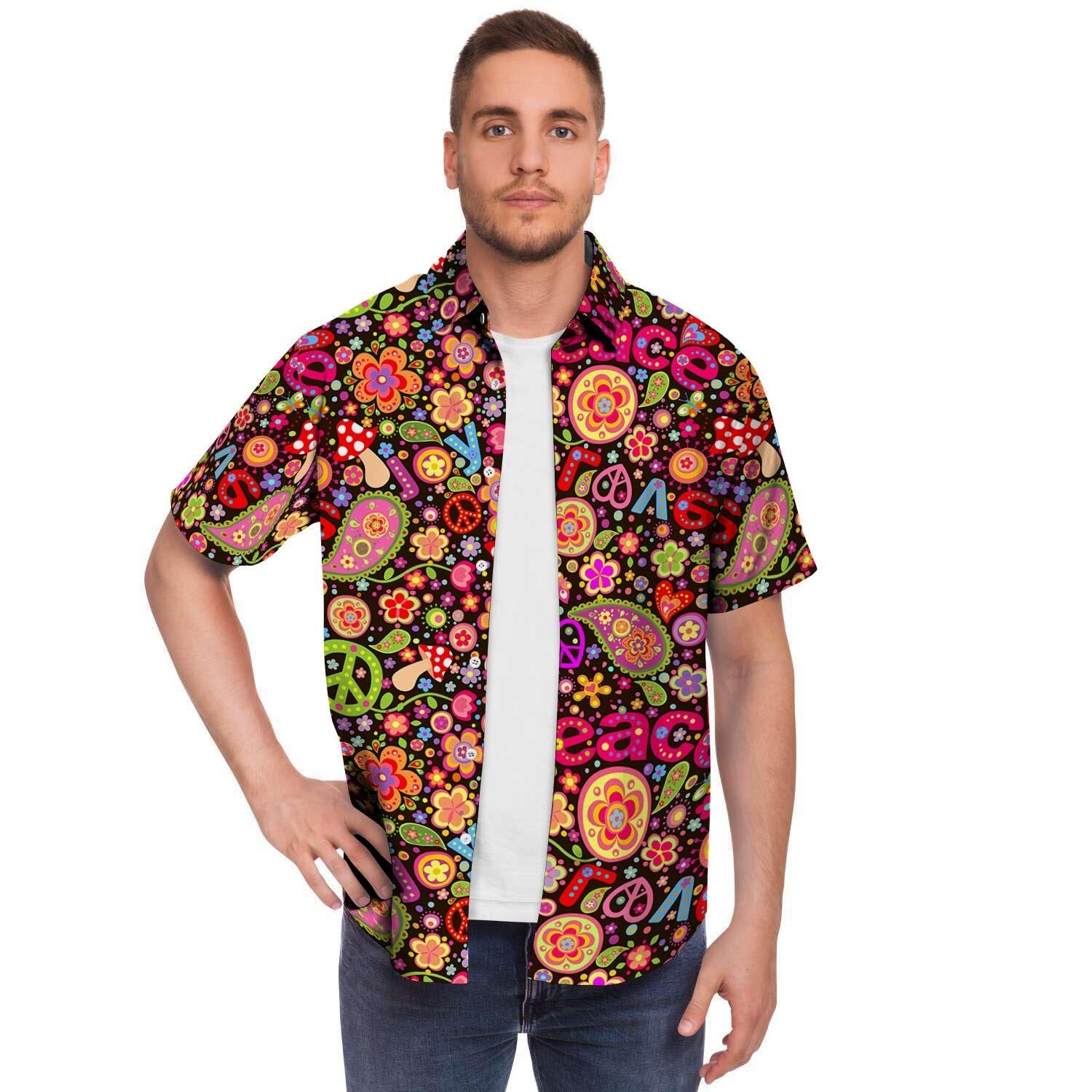 Trippy Hippie Men's Short Sleeve Shirt-grizzshop
