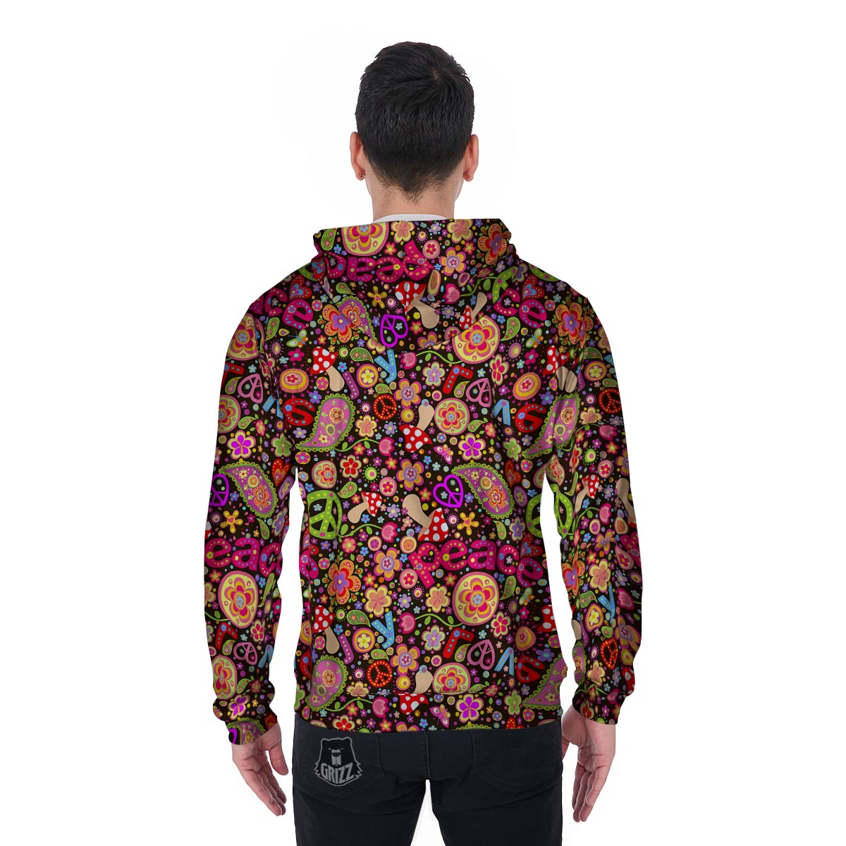 Trippy Hippie Men's Zip Up Hoodie-grizzshop