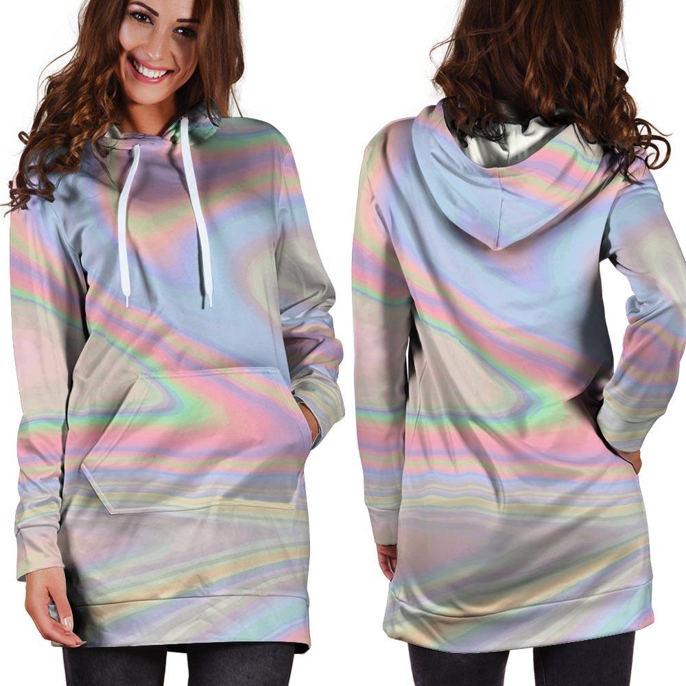 Trippy Holographic Hoodie Dress-grizzshop