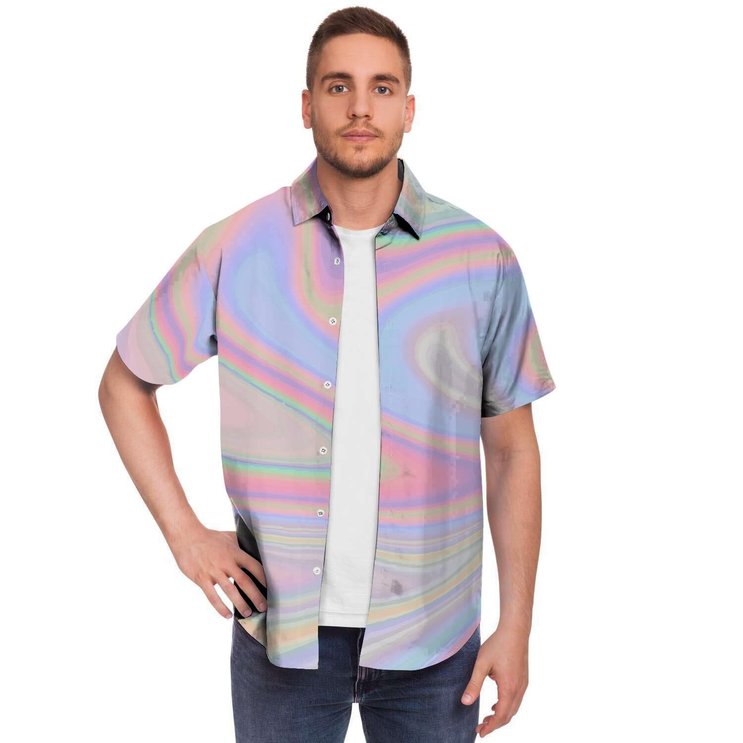 Trippy Holographic Men's Short Sleeve Shirt-grizzshop