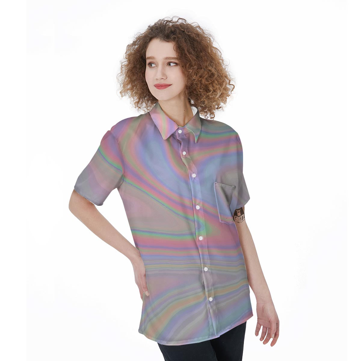 Trippy Holographic Women's Short Sleeve Shirts-grizzshop