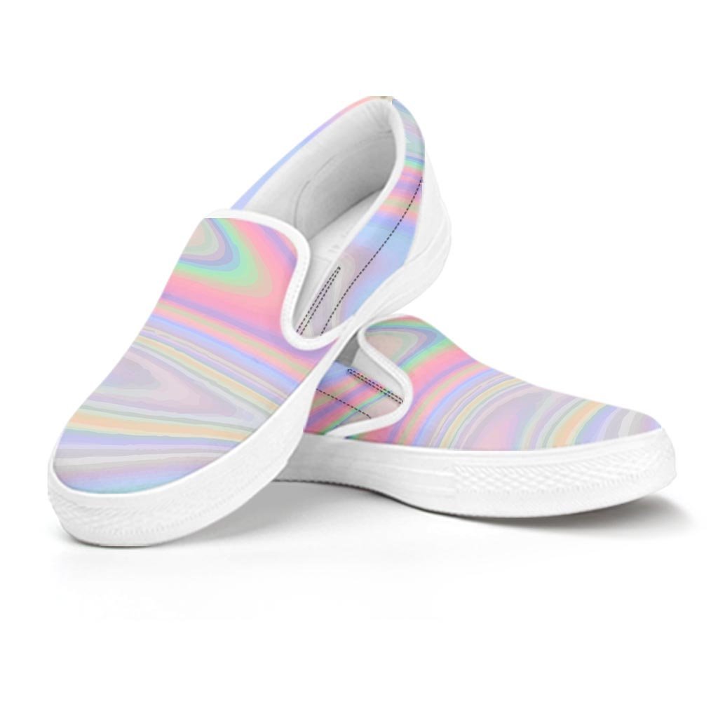 Trippy Holographic Women's Slip On Sneakers-grizzshop