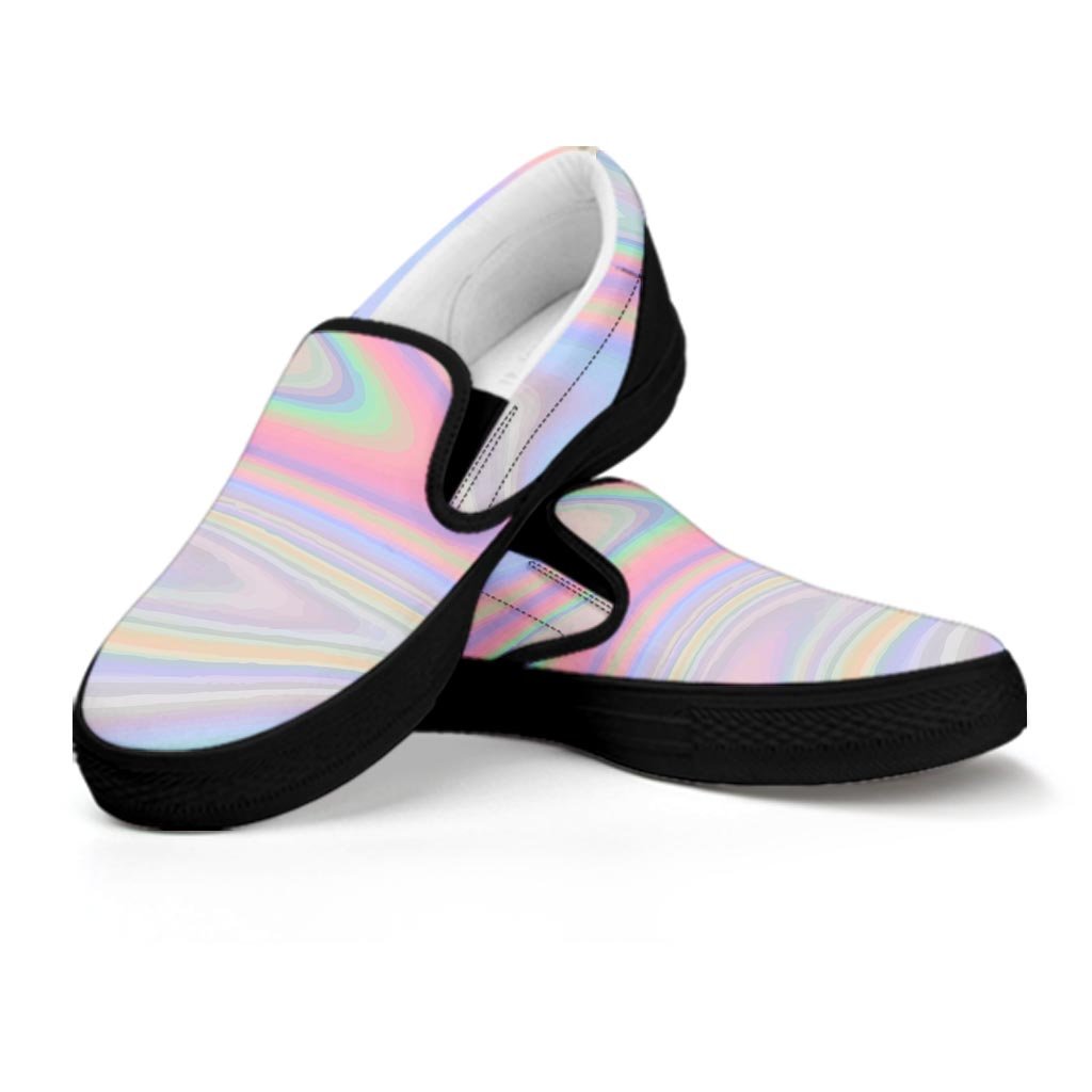 Trippy Holographic Women's Slip On Sneakers-grizzshop