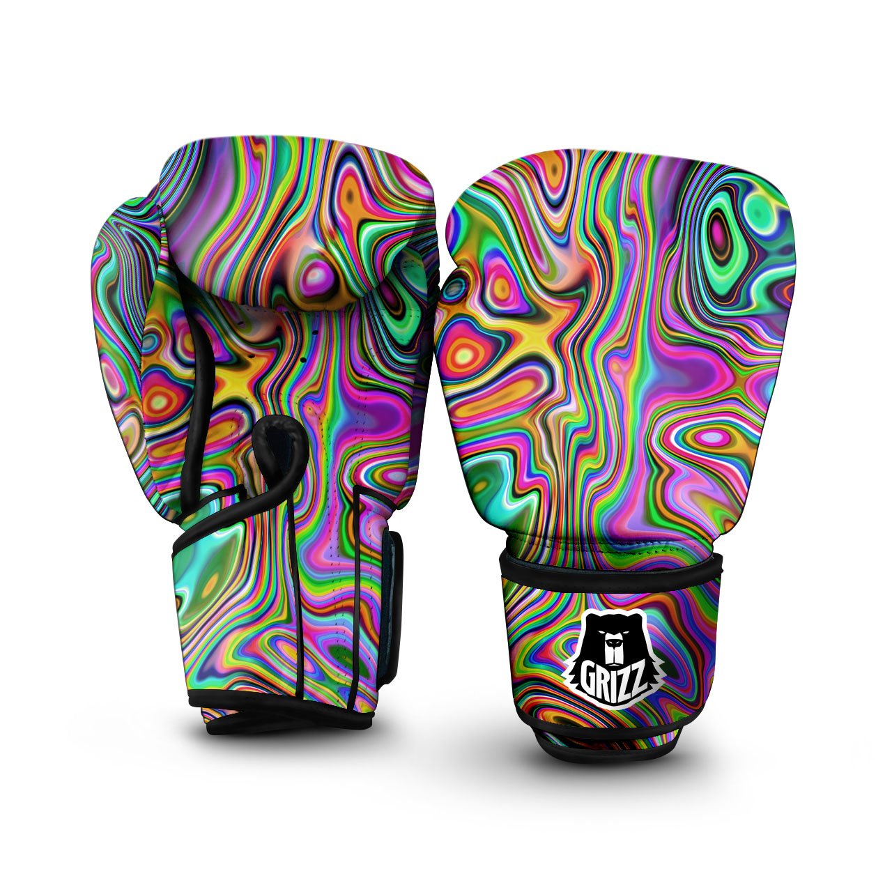 Trippy Liquid Holographic Print Boxing Gloves-grizzshop