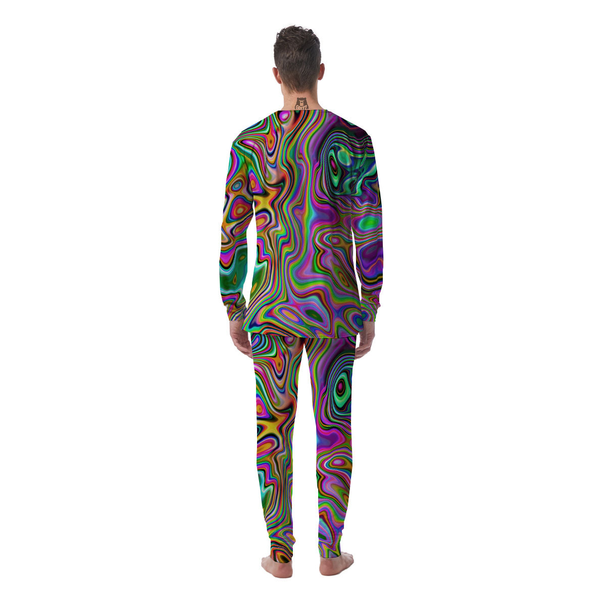 Trippy Liquid Holographic Print Men's Pajamas-grizzshop