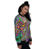 Trippy Liquid Holographic Print Women's Bomber Jacket-grizzshop