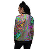 Trippy Liquid Holographic Print Women's Bomber Jacket-grizzshop