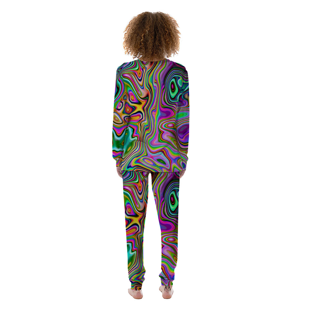 Trippy Liquid Holographic Print Women's Pajamas-grizzshop