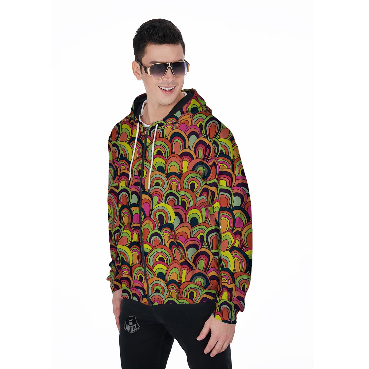 Trippy Men's Zip Up Hoodie-grizzshop