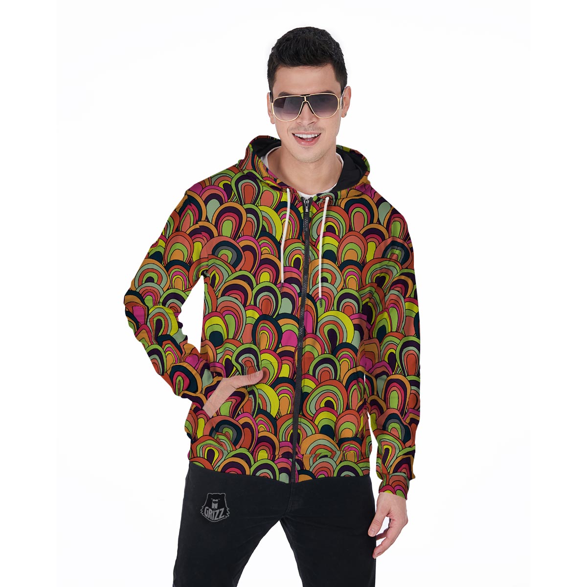 Trippy Men's Zip Up Hoodie-grizzshop