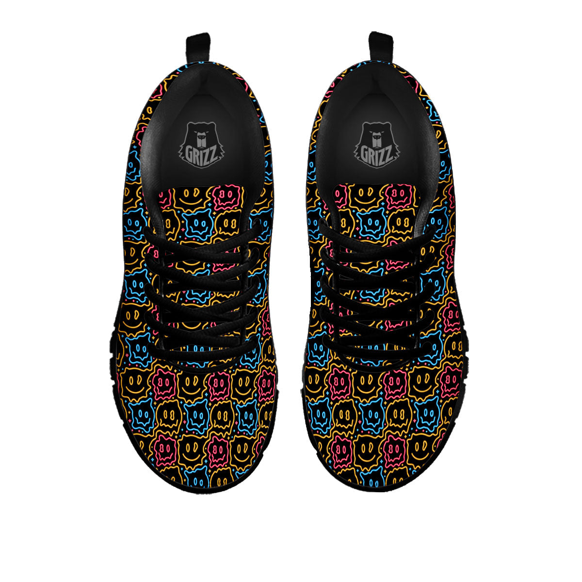 Trippy Neon Psychedelic Print Black Sneaker-grizzshop
