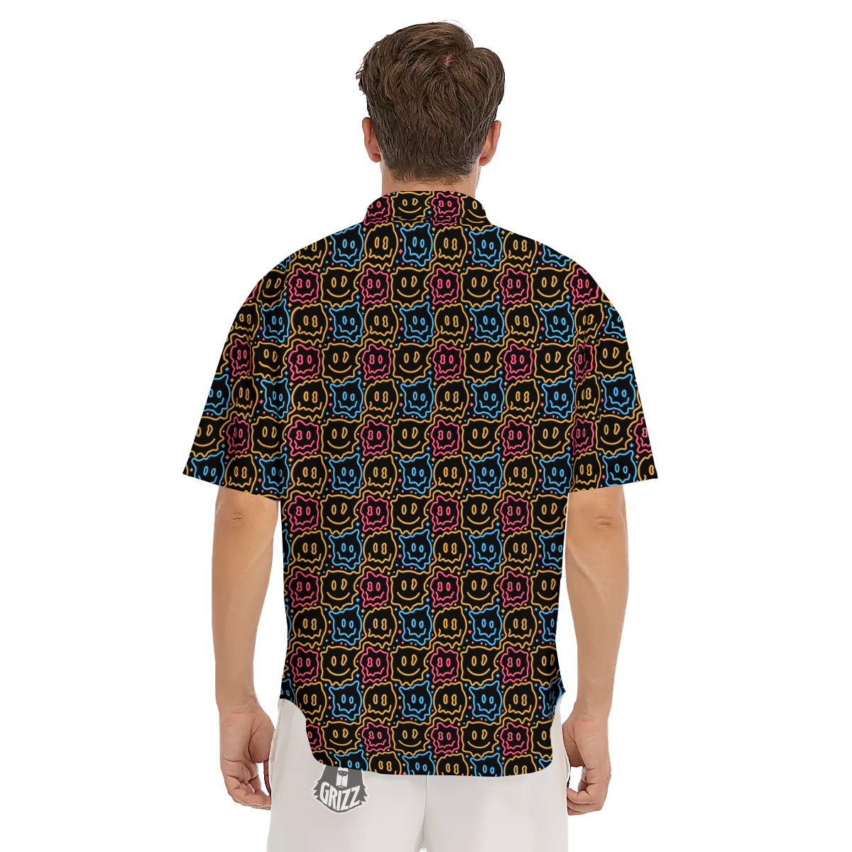 Trippy Neon Psychedelic Print Men's Short Sleeve Shirts-grizzshop