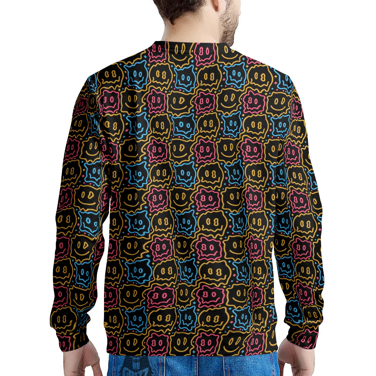 Trippy Neon Psychedelic Print Men's Sweatshirt-grizzshop