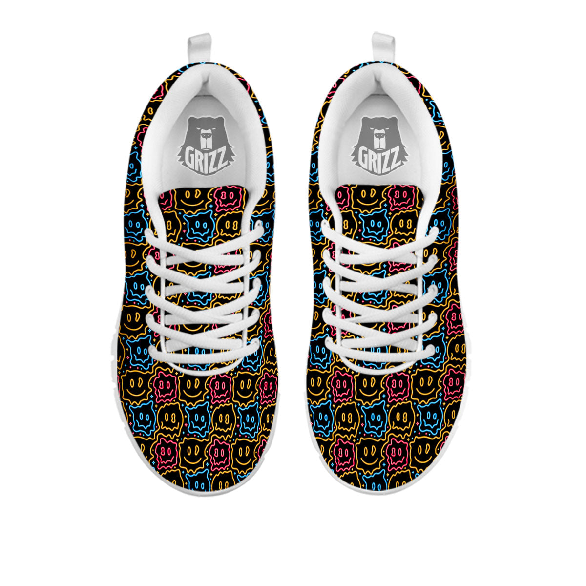 Trippy Neon Psychedelic Print White Sneaker-grizzshop