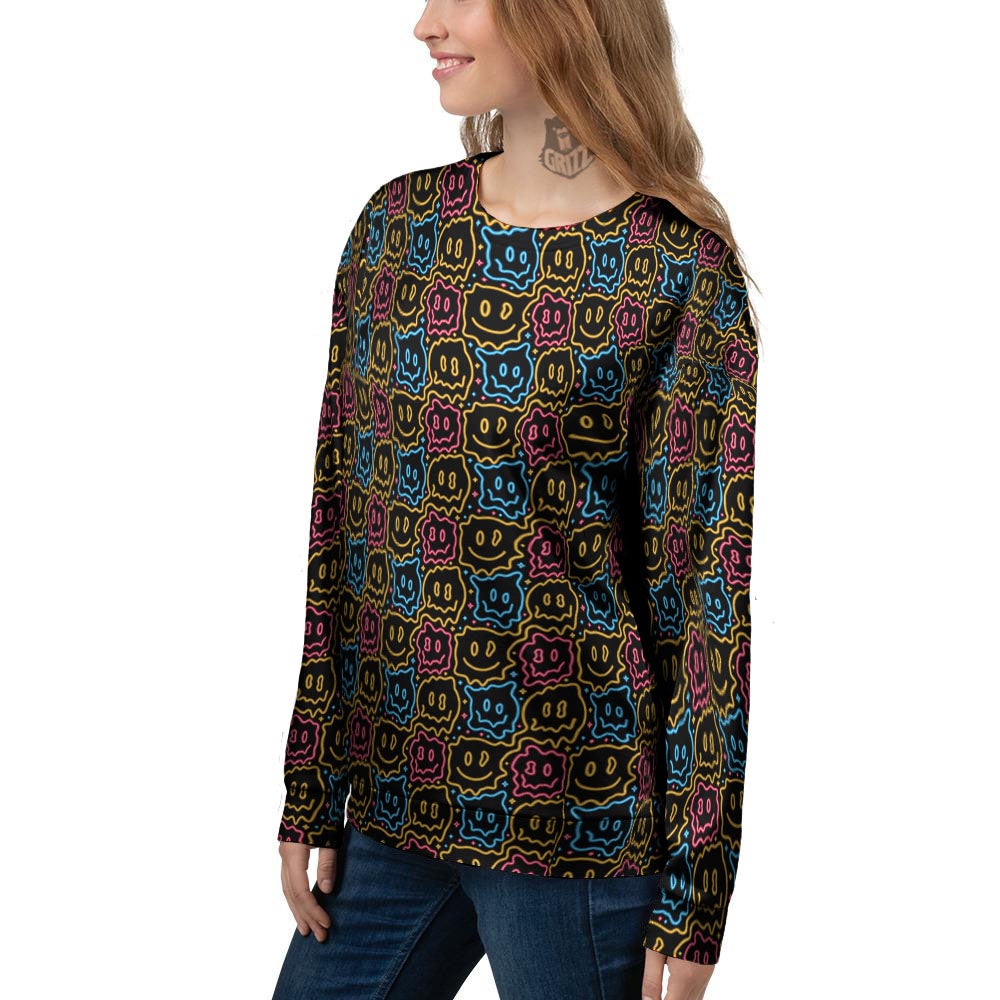 Trippy Neon Psychedelic Print Women's Sweatshirt-grizzshop