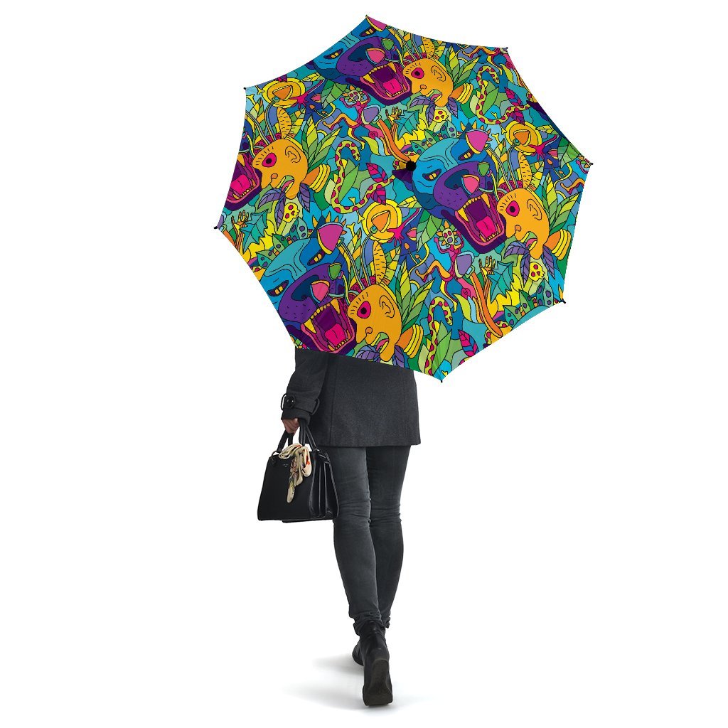 Trippy Pattern Print Automatic Foldable Umbrella-grizzshop