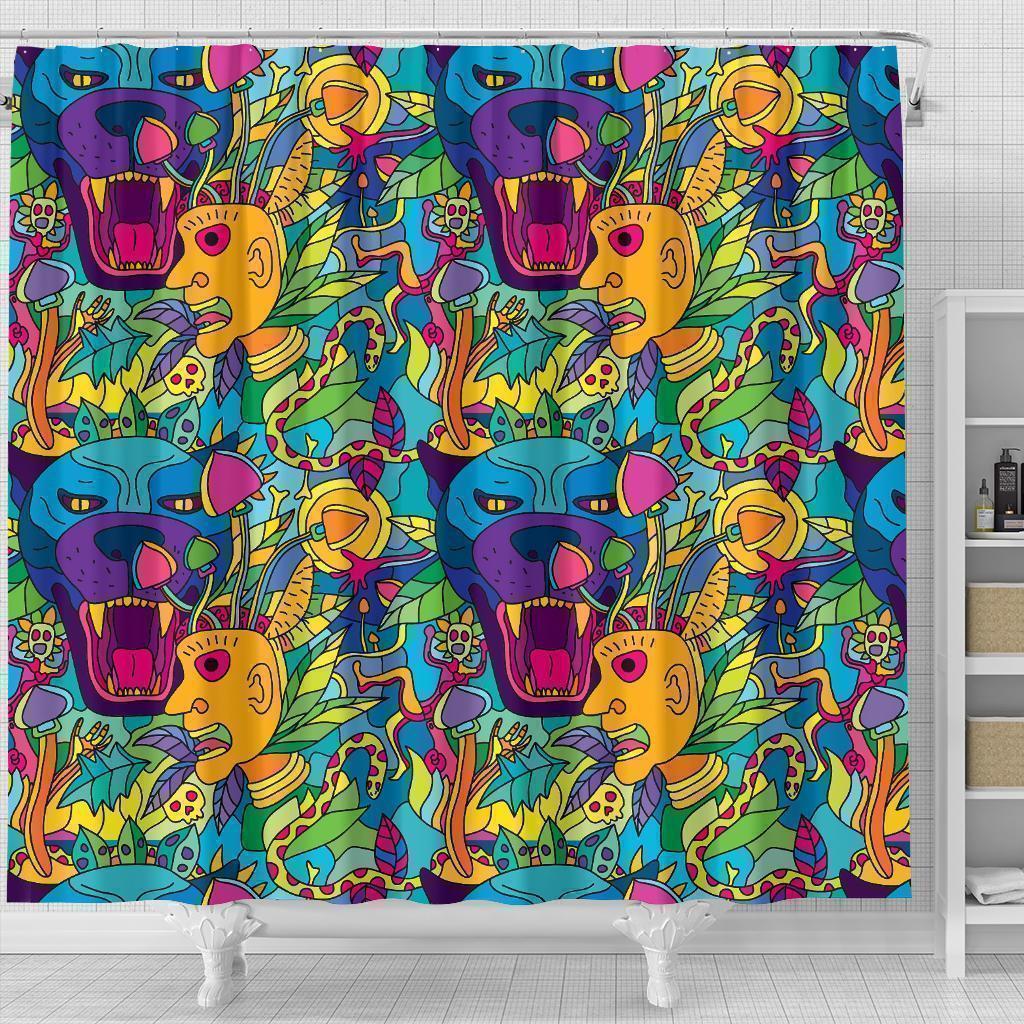 Trippy Pattern Print Bathroom Shower Curtain-grizzshop