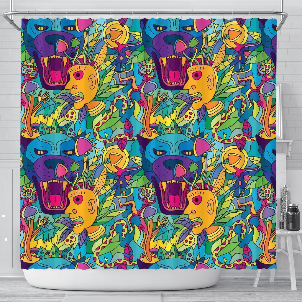 Trippy Pattern Print Bathroom Shower Curtain-grizzshop