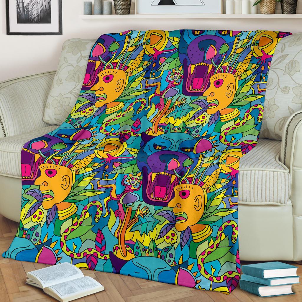 Trippy Pattern Print Blanket-grizzshop