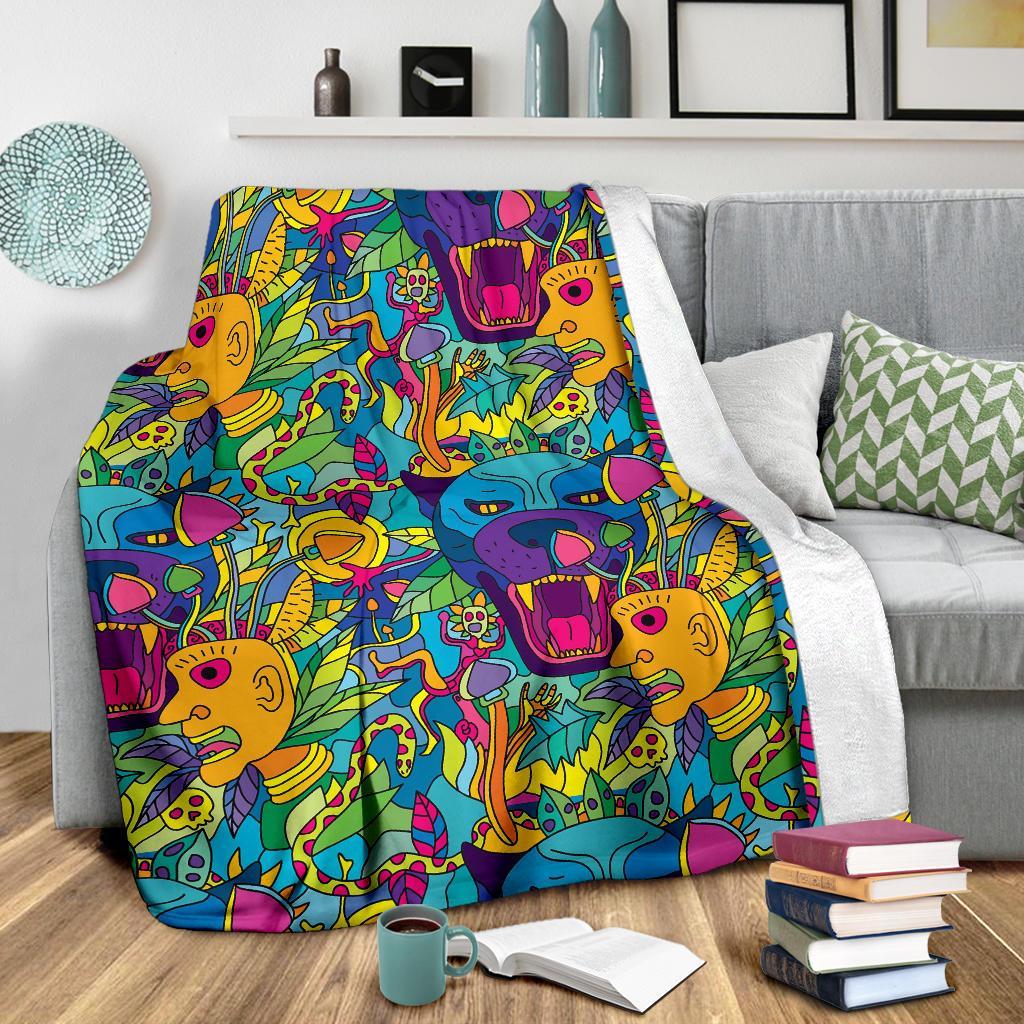 Trippy Pattern Print Blanket-grizzshop