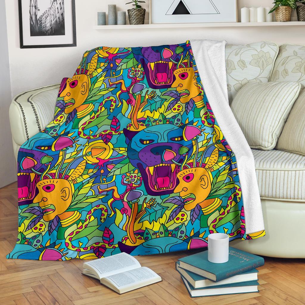 Trippy Pattern Print Blanket-grizzshop