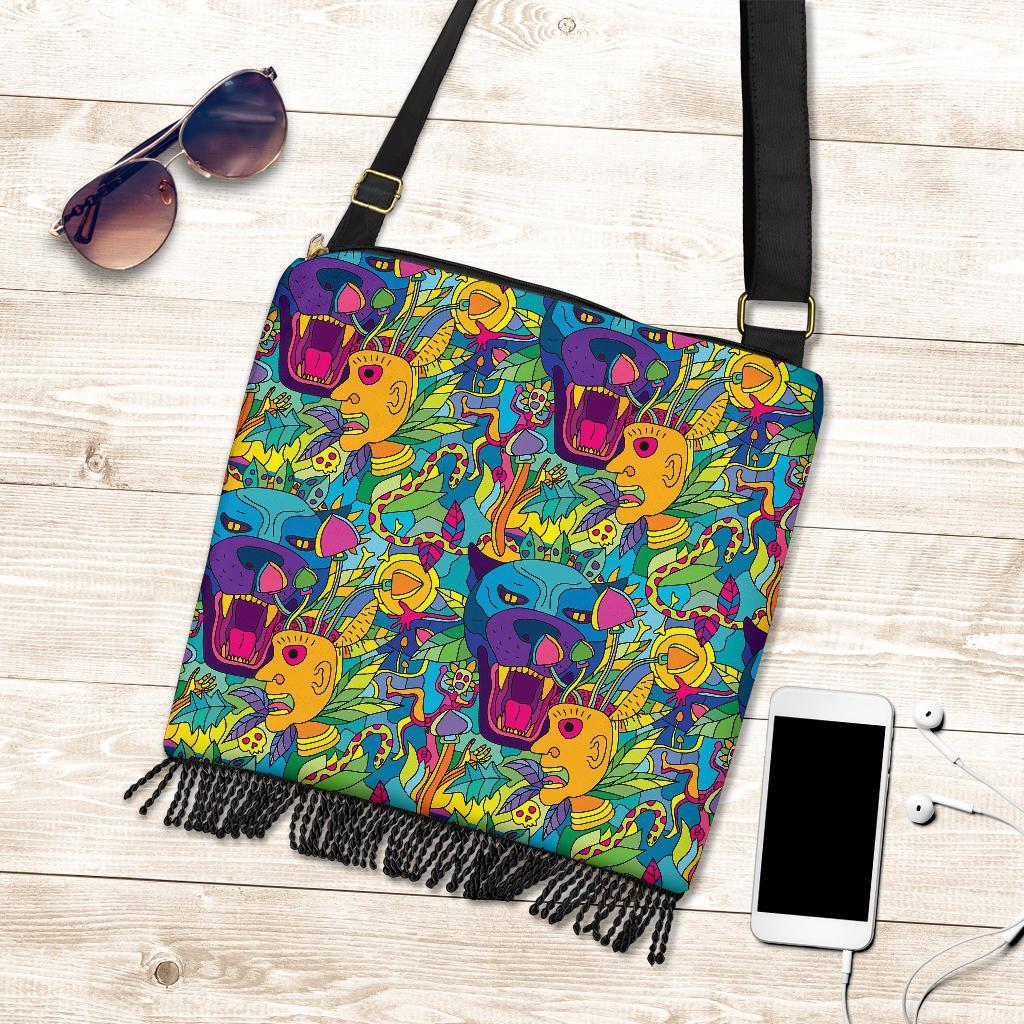 Trippy Pattern Print Crossbody bags-grizzshop