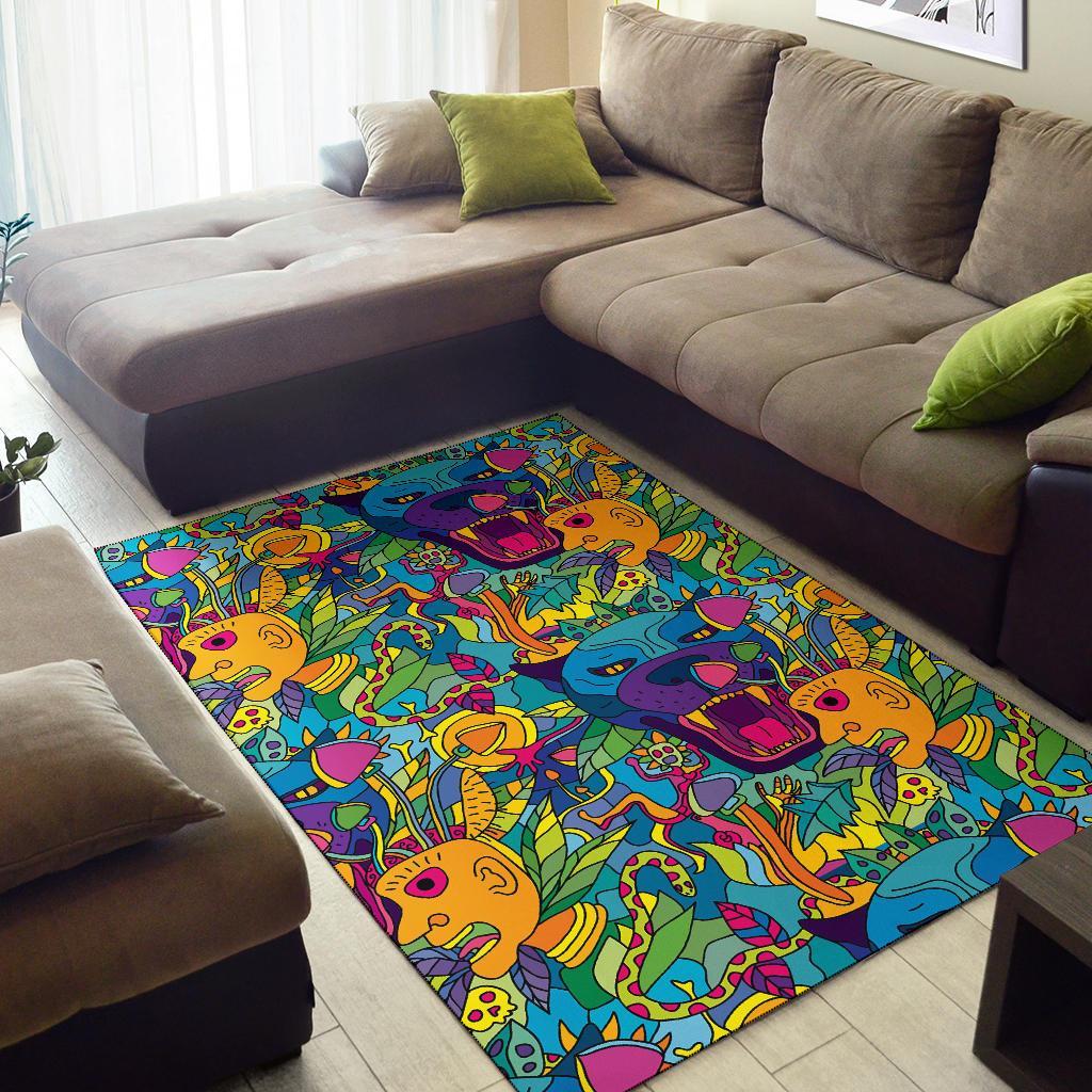 Trippy Pattern Print Floor Mat-grizzshop