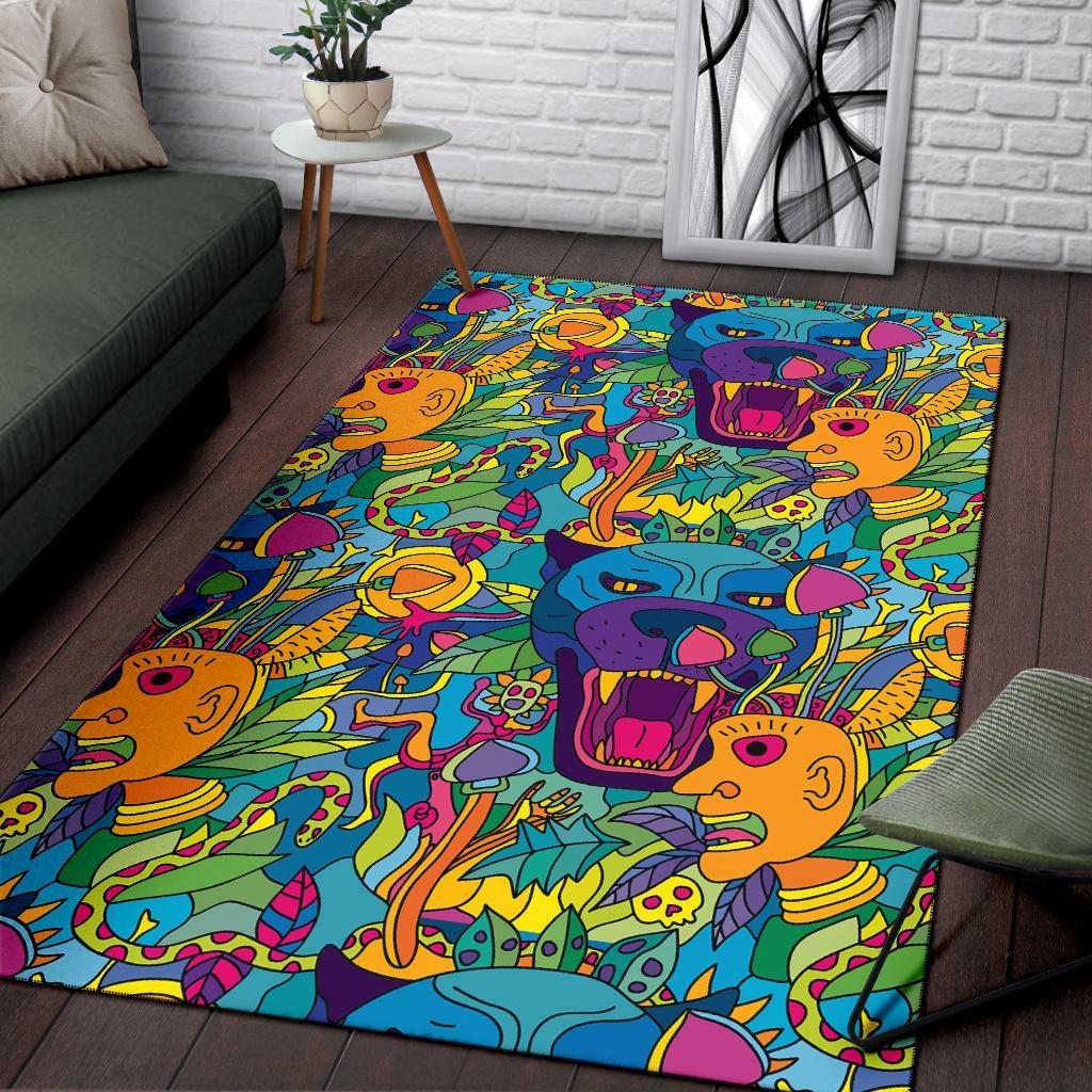 Trippy Pattern Print Floor Mat-grizzshop