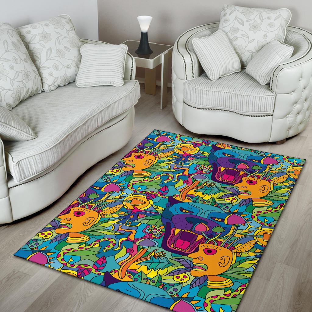 Trippy Pattern Print Floor Mat-grizzshop