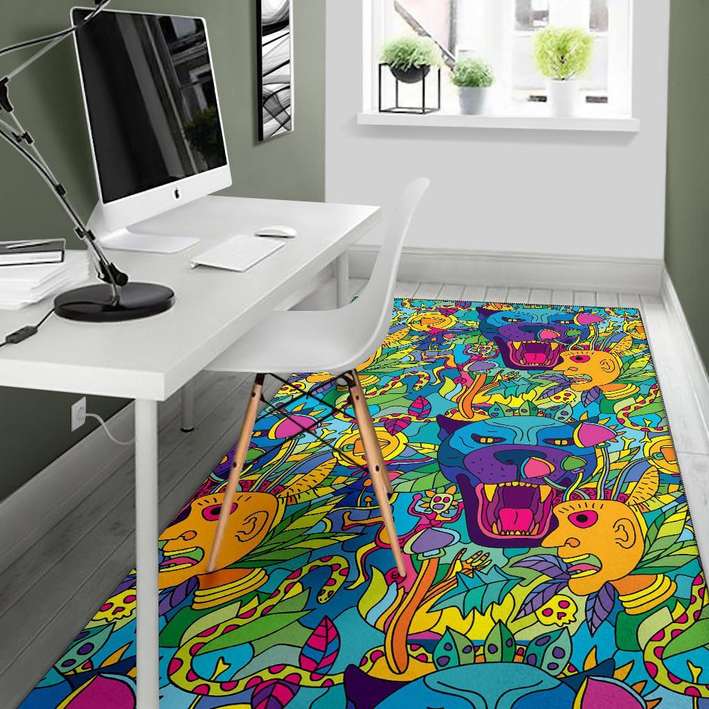 Trippy Pattern Print Floor Mat-grizzshop