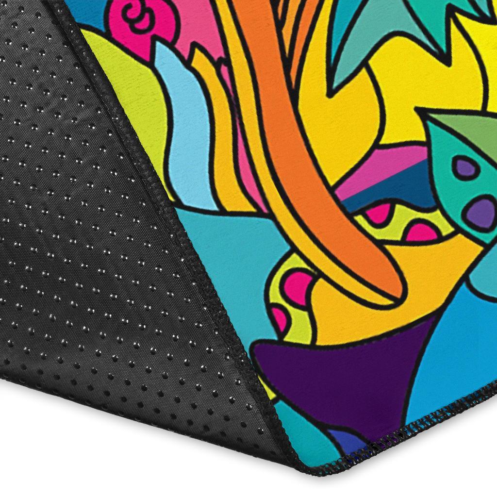 Trippy Pattern Print Floor Mat-grizzshop