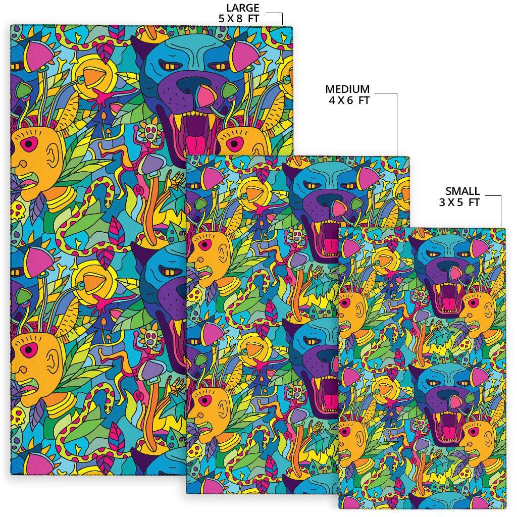 Trippy Pattern Print Floor Mat-grizzshop