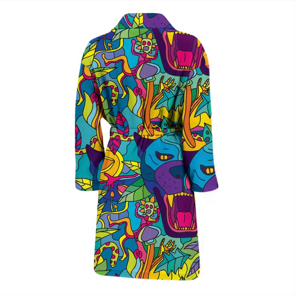 Trippy Pattern Print Men Long Robe-grizzshop