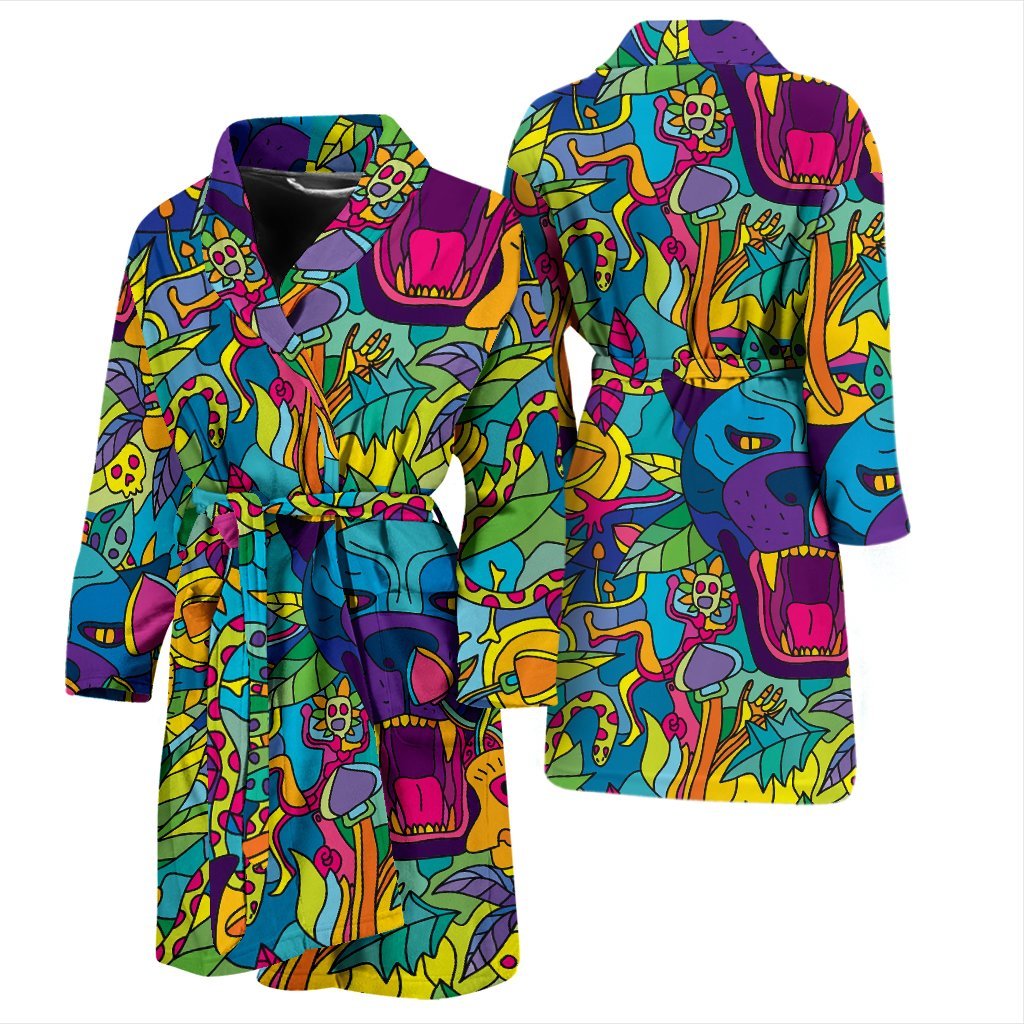 Trippy Pattern Print Men Long Robe-grizzshop