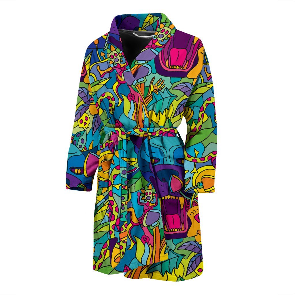 Trippy Pattern Print Men Long Robe-grizzshop