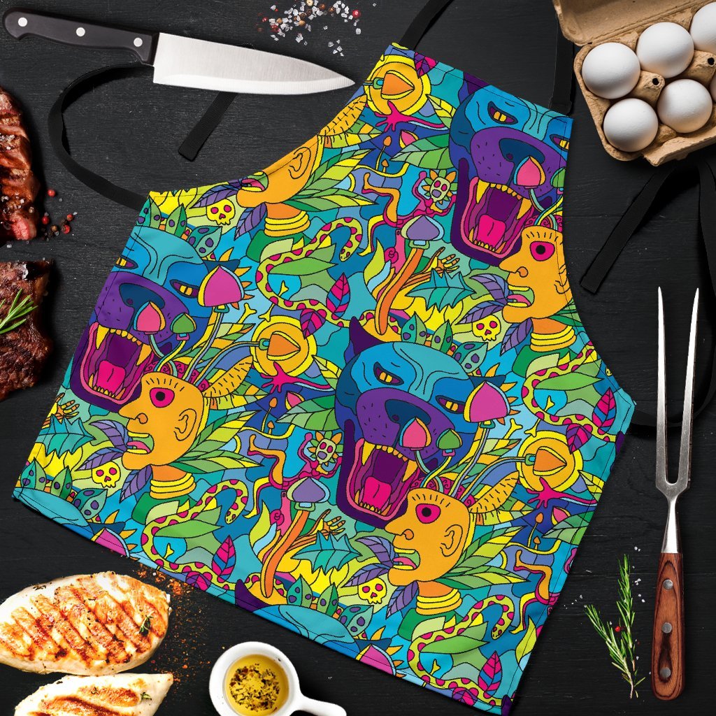 Trippy Pattern Print Men's Apron-grizzshop