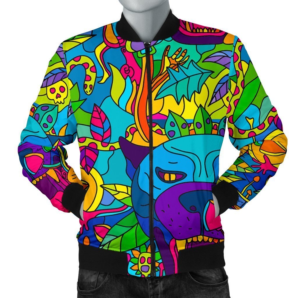 Trippy Pattern Print Men's Bomber Jacket-grizzshop