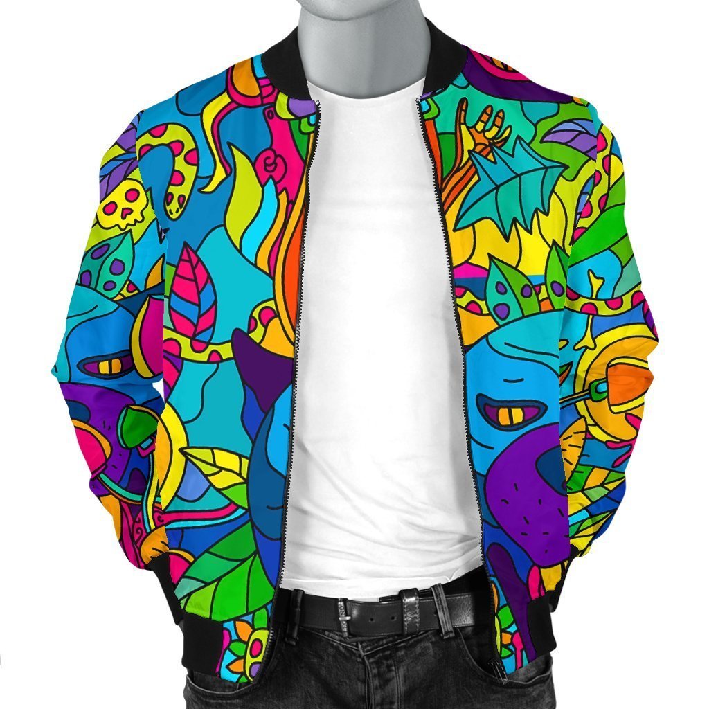 Trippy Pattern Print Men's Bomber Jacket-grizzshop