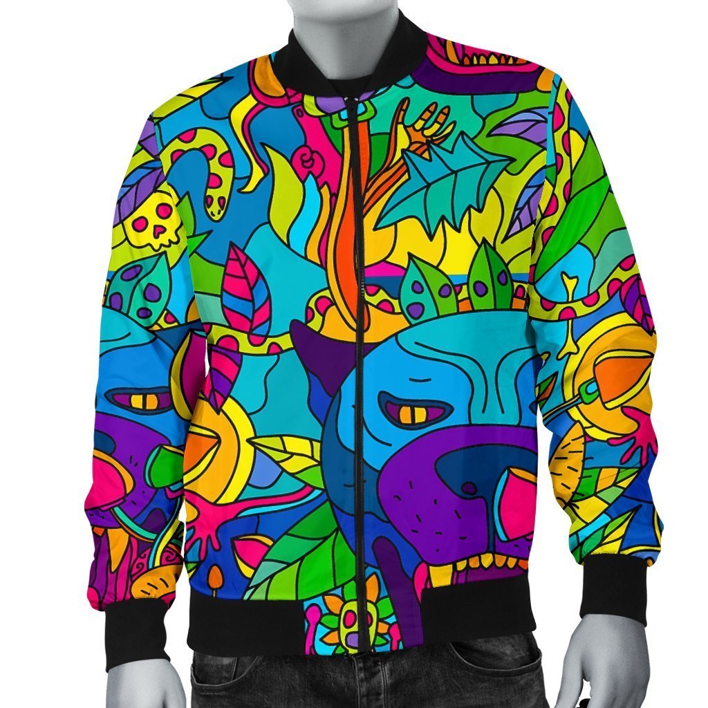 Trippy Pattern Print Men's Bomber Jacket-grizzshop