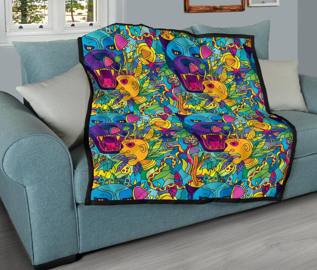 Trippy Pattern Print Quilt-grizzshop