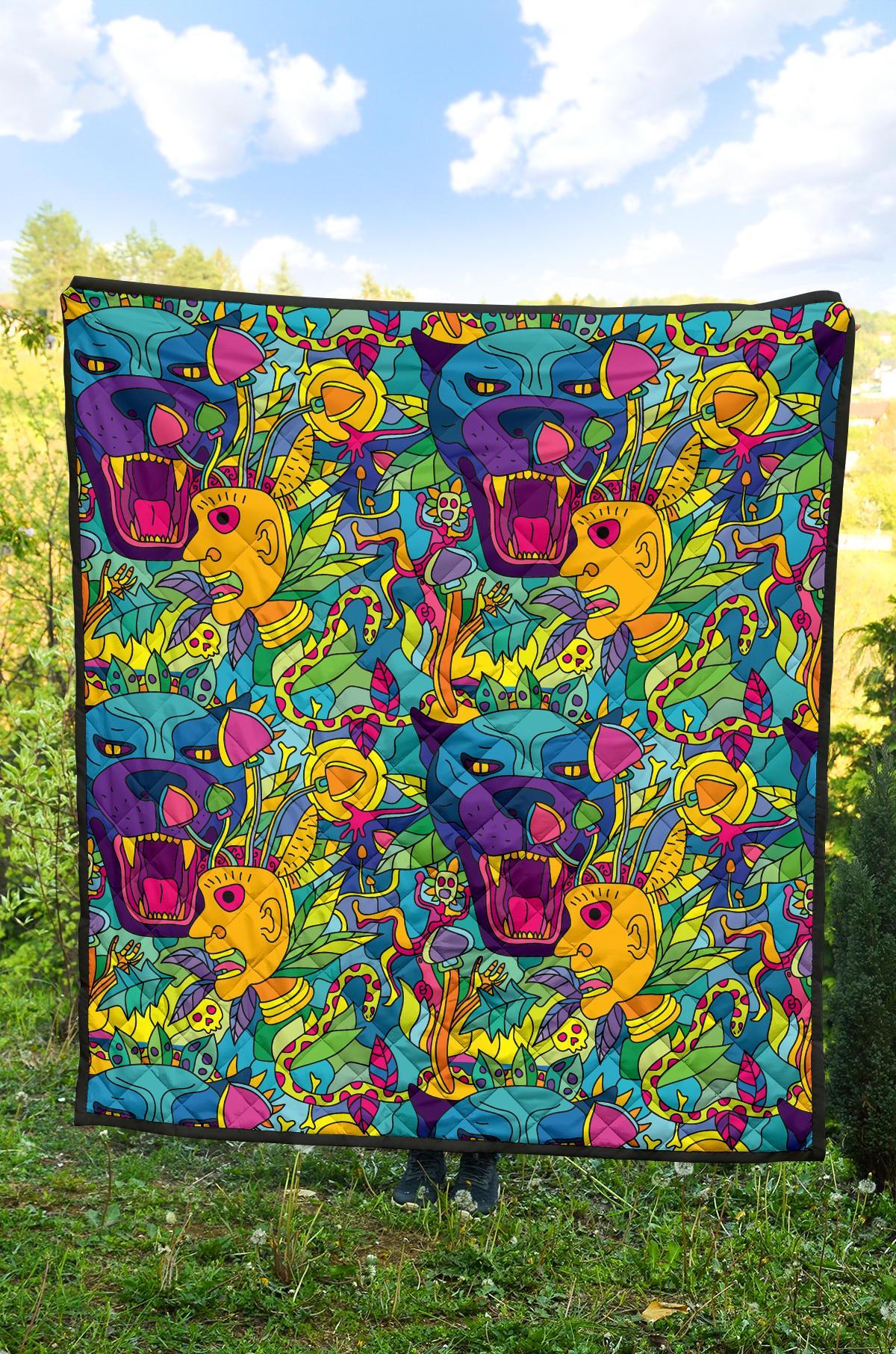 Trippy Pattern Print Quilt-grizzshop