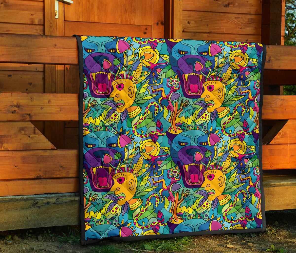 Trippy Pattern Print Quilt-grizzshop