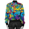 Trippy Pattern Print Women Casual Bomber Jacket-grizzshop