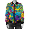 Trippy Pattern Print Women Casual Bomber Jacket-grizzshop