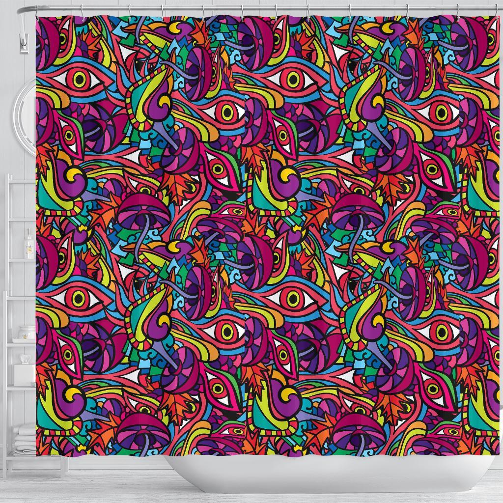 Trippy Print Pattern Bathroom Shower Curtain-grizzshop